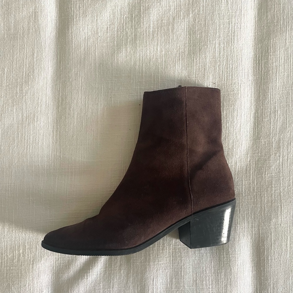 Brown Suede Booties - 9.5